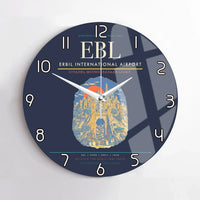 Thumbnail for Erbil International Airport (EBL) design on navy blue no frame wall clock