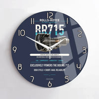 Thumbnail for BR715 design on navy blue no frame wall clock