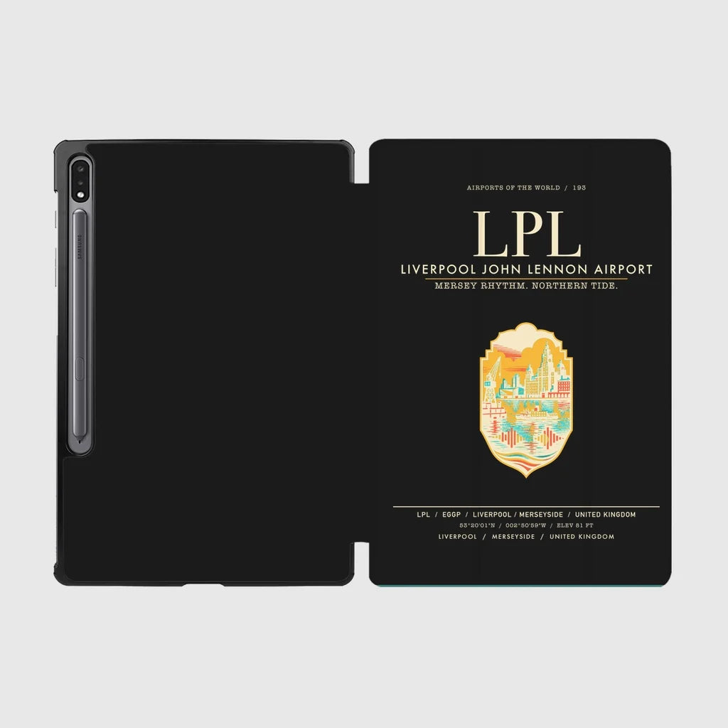 Liverpool John Lennon Airport (LPL) design on black samsung tablet tablet case