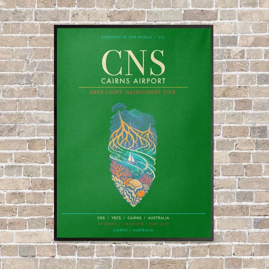 Cairns Airport CNS - Canvas Framed - Green