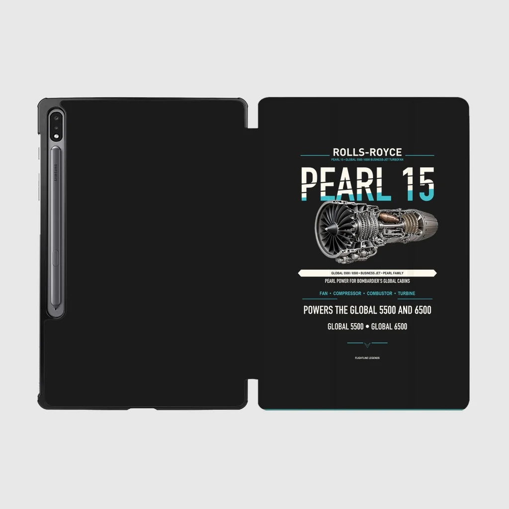 PEARL 15 design on black samsung tablet tablet case