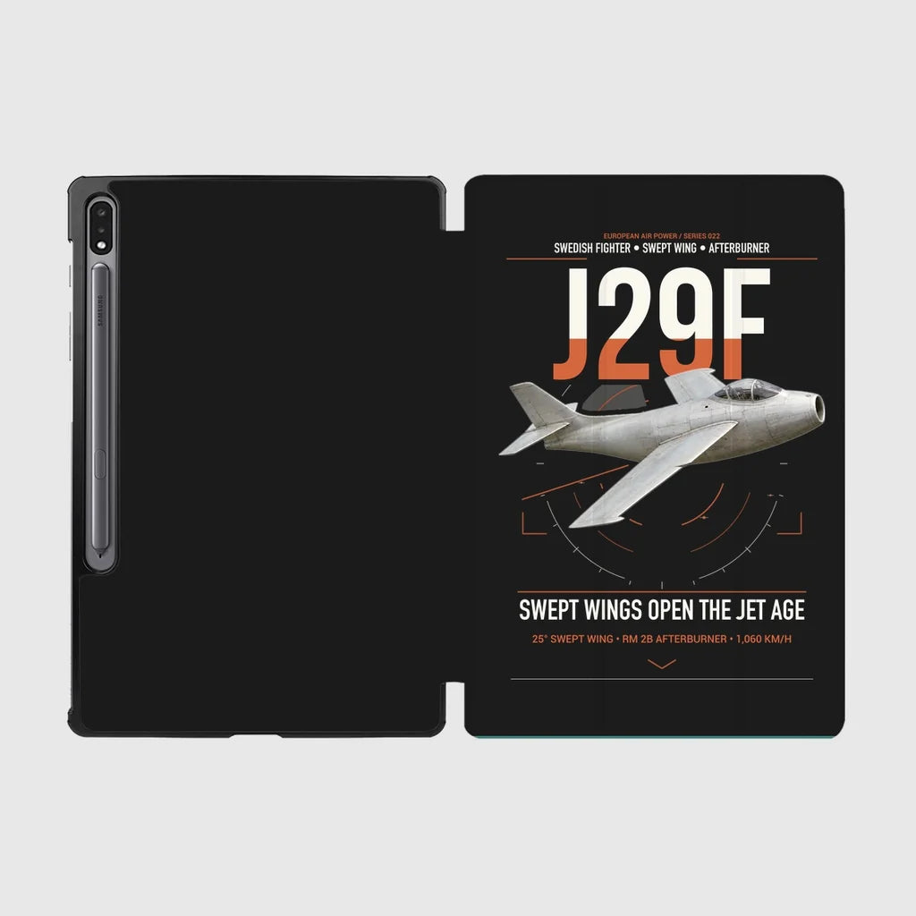 Saab J 29F Tunnan design on black samsung tablet tablet case