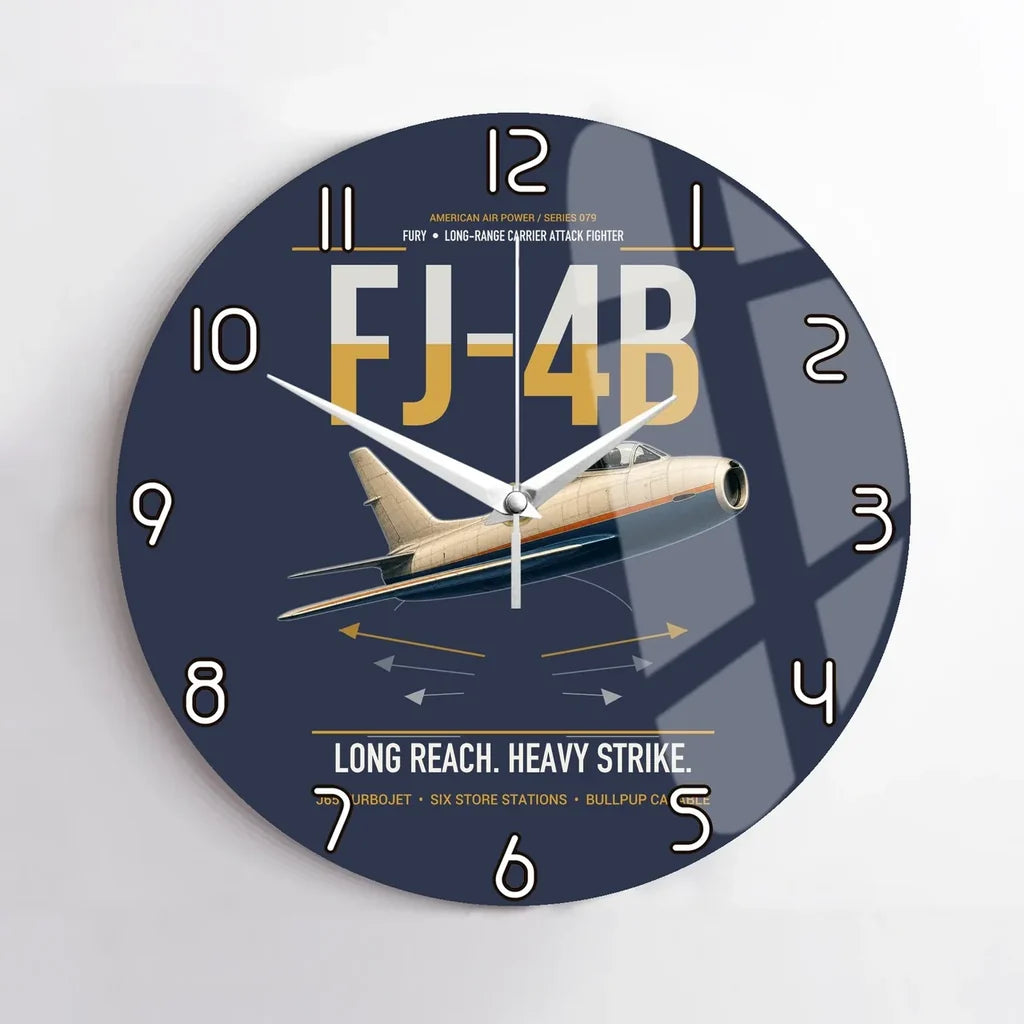 FJ-4B Fury design on navy blue no frame wall clock