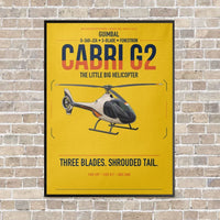 Thumbnail for Guimbal Cabri G2 vertical canvas print - framed - yellow background
