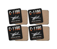 Thumbnail for C-119G Flying Boxcar design on black 4 pieces set coaster