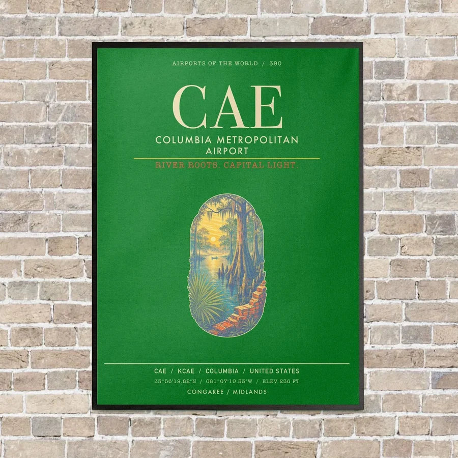Columbia Metropolitan Airport CAE - Canvas Framed - Green