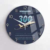 Thumbnail for Bombardier Challenger 300 design on navy blue no frame wall clock