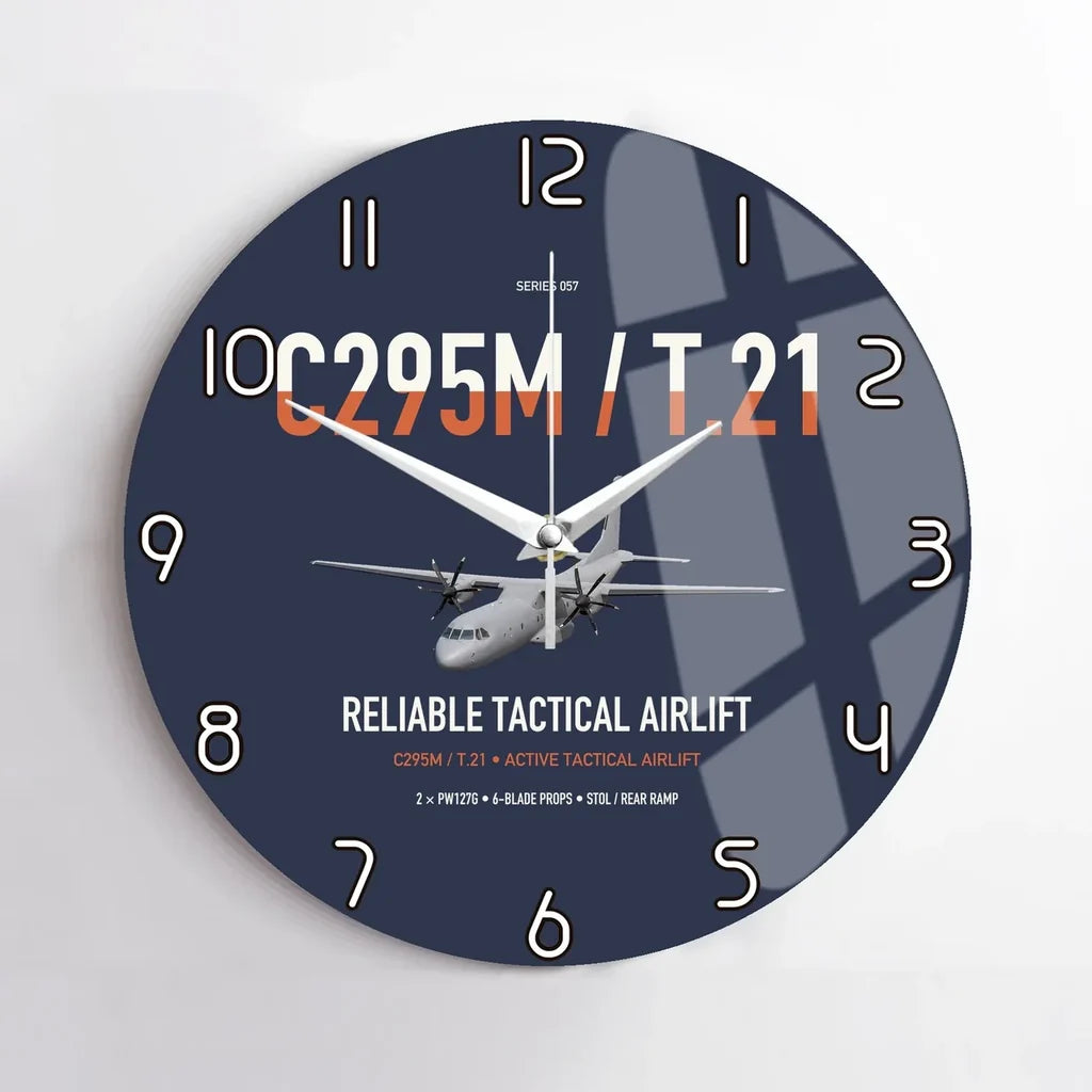 Airbus C295M T.21 design on navy blue no frame wall clock