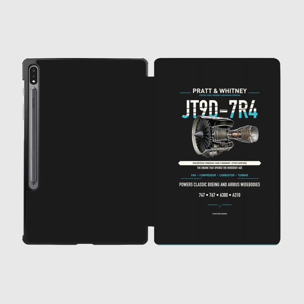 JT9D-7R4 design on black samsung tablet tablet case