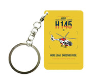 Thumbnail for Airbus H145 D3 design on yellow designed key chain, double-side print