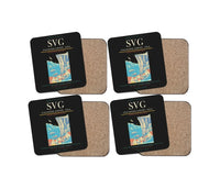 Thumbnail for Stavanger Airport, Sola (SVG) design on black 4 pieces set coaster
