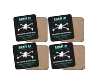Thumbnail for Parrot ANAFI Ai design on black 4 pieces set coaster