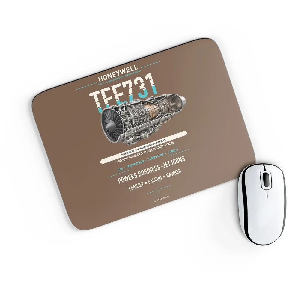 TFE731 design on brown rectangle mouse pad