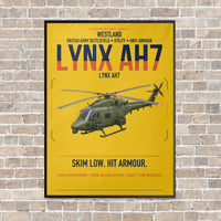 Thumbnail for Westland Lynx AH7 vertical canvas print - framed - yellow background