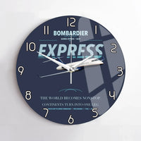 Thumbnail for Bombardier Global Express design on navy blue no frame wall clock