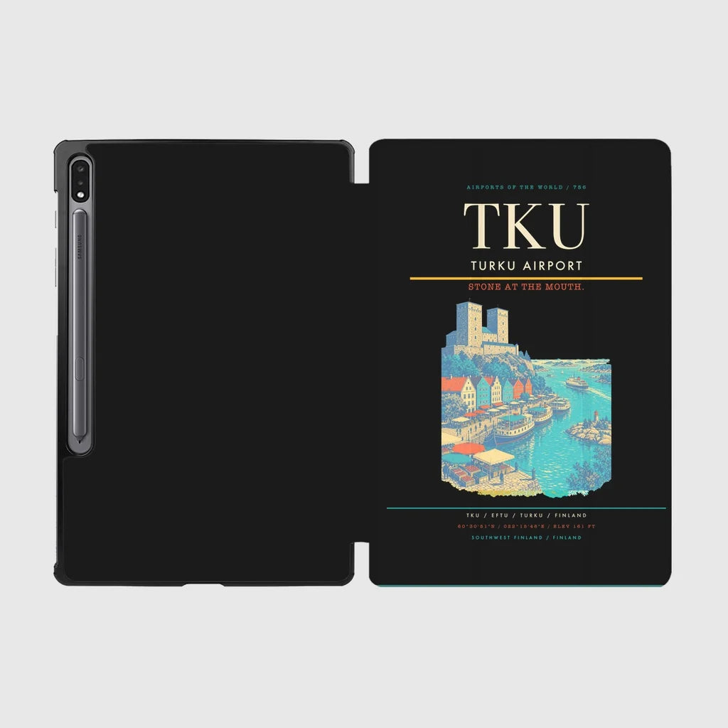 Turku Airport (TKU) design on black samsung tablet tablet case
