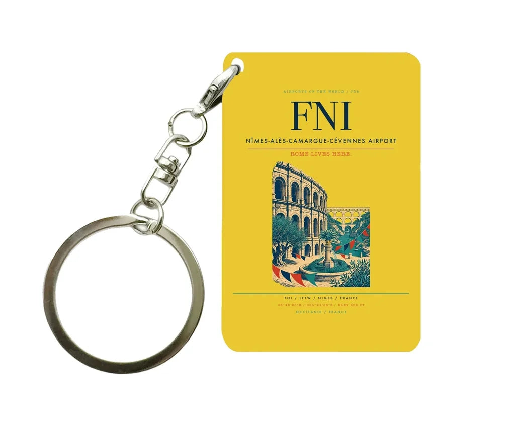 Nîmes-Alès-Camargue-Cévennes Airport (FNI) design on yellow key chain