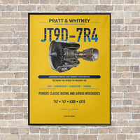 Thumbnail for JT9D-7R4 vertical canvas print - framed - yellow background