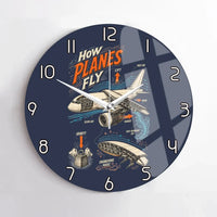 Thumbnail for How Planes Fly V2 design on navy blue no frame wall clock