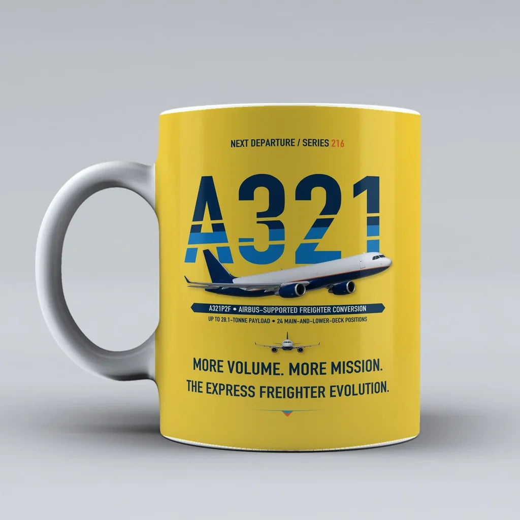 A321P2F Mug design on yellow airbus
