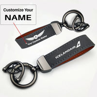 Thumbnail for Icelandair Airlines Horseshoe Buckle key chain, Gray + Name