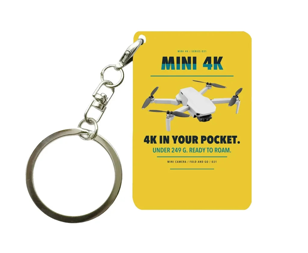 DJI Mini 4K Key Chain design on yellow key chain