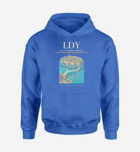 Thumbnail for City of Derry Airport (LDY) design on blue hoodie single-side print