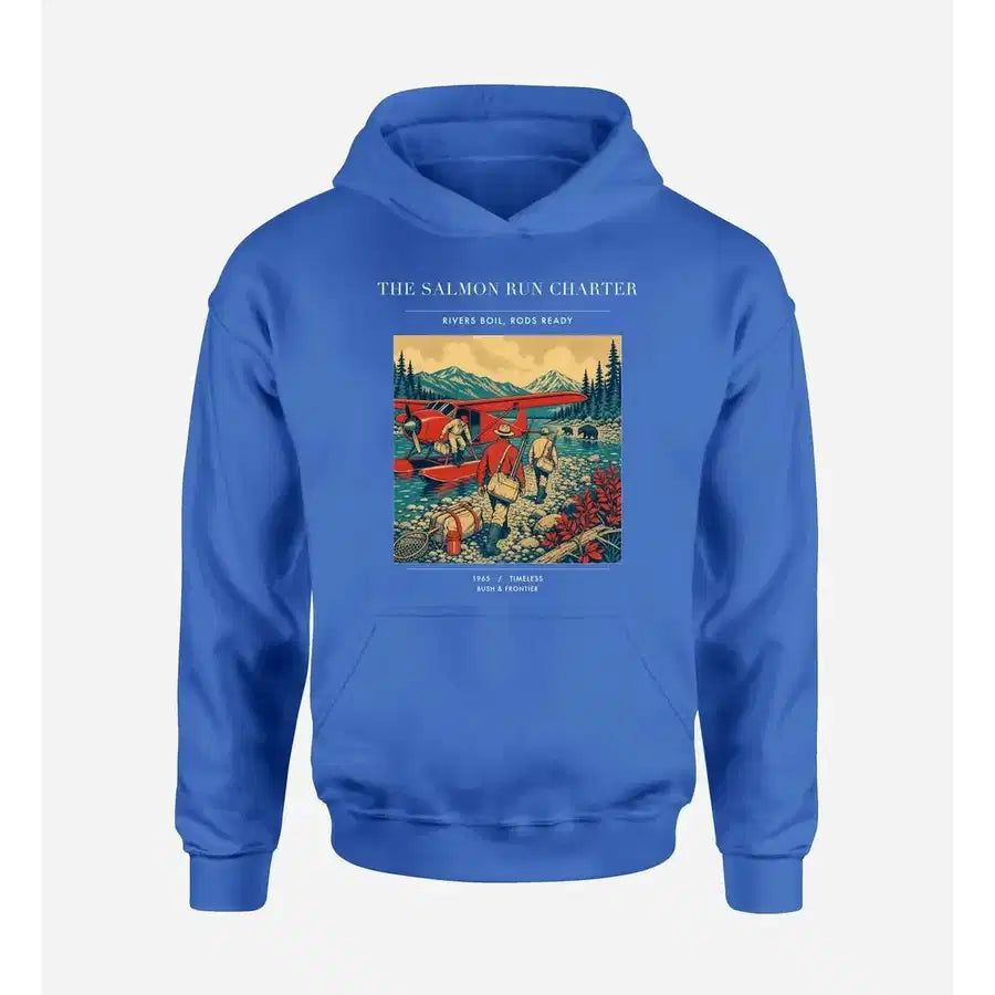 VINTAGE G4289 - The Salmon Run Charter - Premium Hoodie design on blue premium