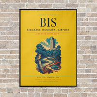 Thumbnail for Bismarck Municipal Airport BIS - Canvas Framed - Yellow