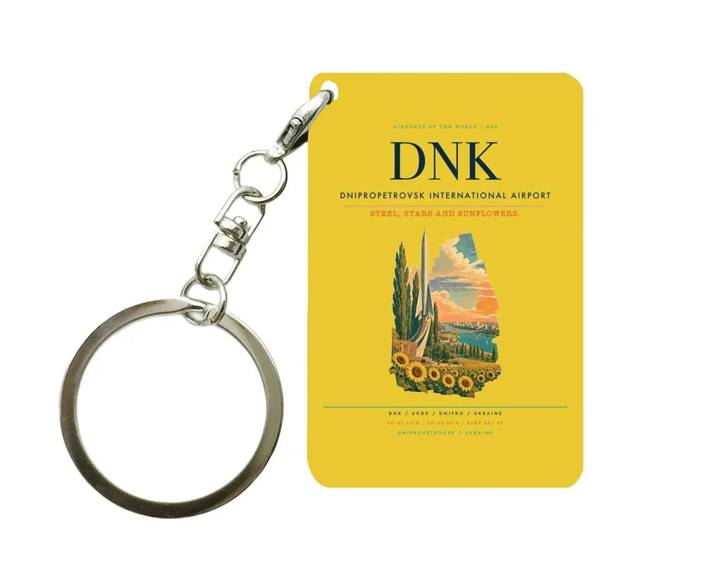 Dnipropetrovsk International Airport (DNK) design on yellow key chain