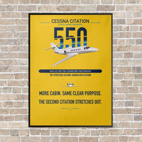 Thumbnail for Cessna Citation 550 - Citation II vertical canvas print - framed - yellow background