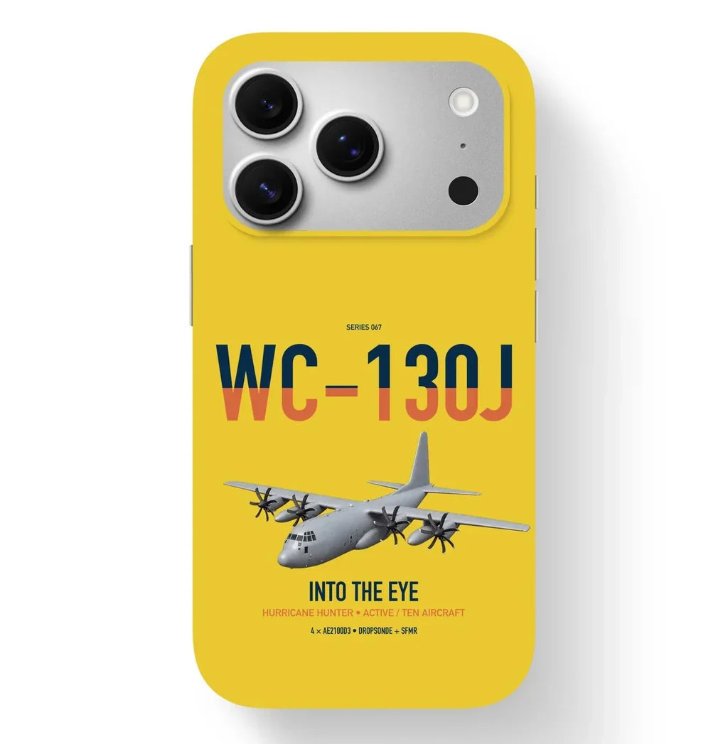 WC-130J Hurricane Hunter design on yellow magsafe iphone case, for iPhone 17 Pro