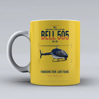 Thumbnail for Bell 505 design on yellow ceramic mug, double-side print