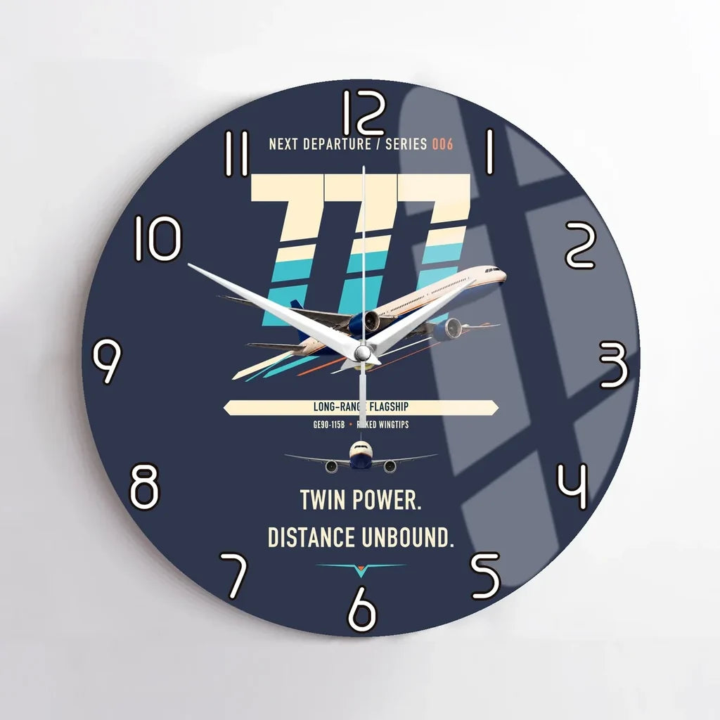 Boeing 777-300ER design on navy blue no frame wall clock