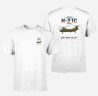Thumbnail for Piasecki H-21C Shawnee design on white t-shirt, double-side print