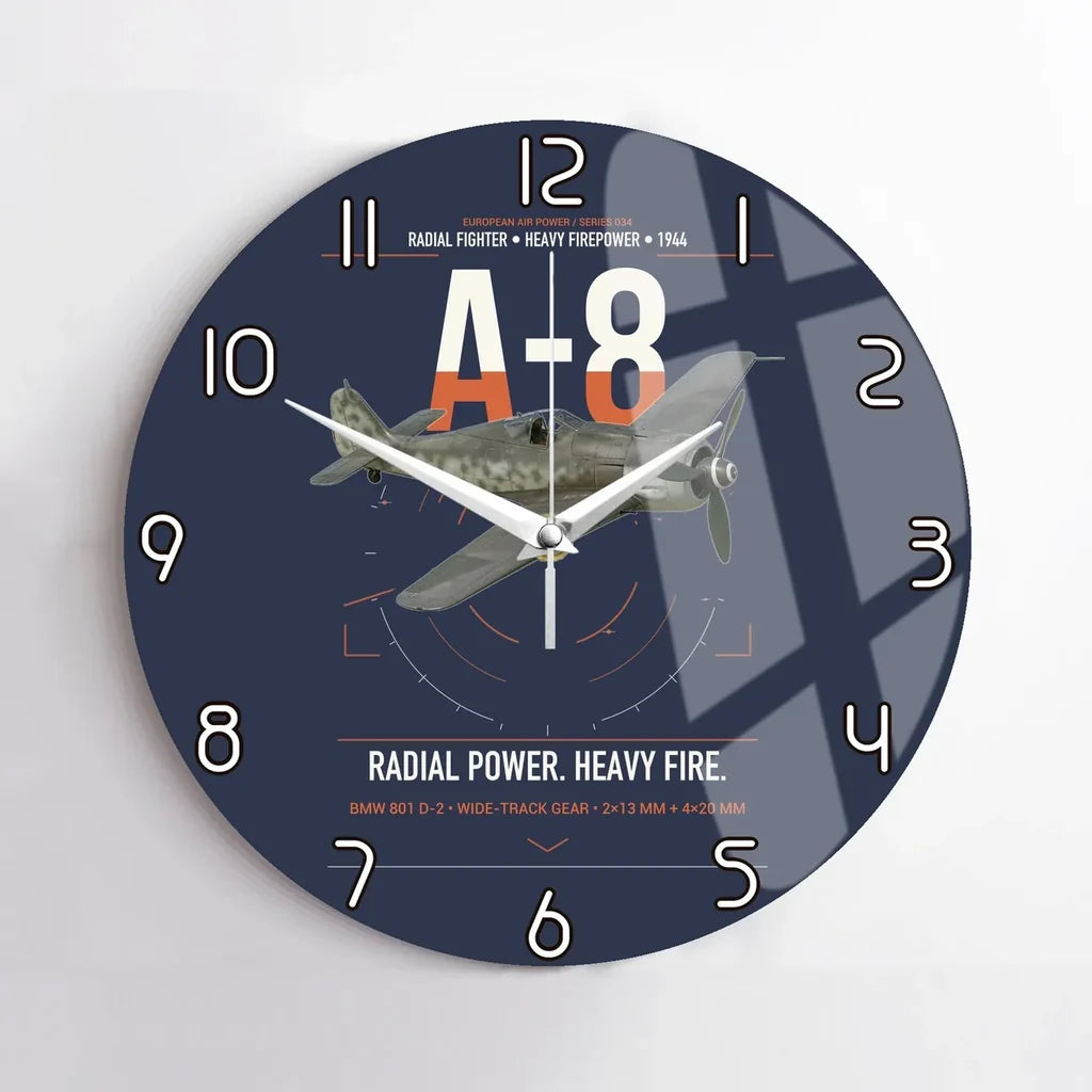 Focke-Wulf Fw 190A-8 design on navy blue no frame wall clock