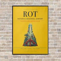 Thumbnail for Rotorua Regional Airport ROT vertical canvas print - framed - yellow background