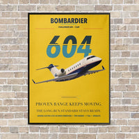 Thumbnail for Bombardier Challenger 604 vertical canvas print - framed - yellow background