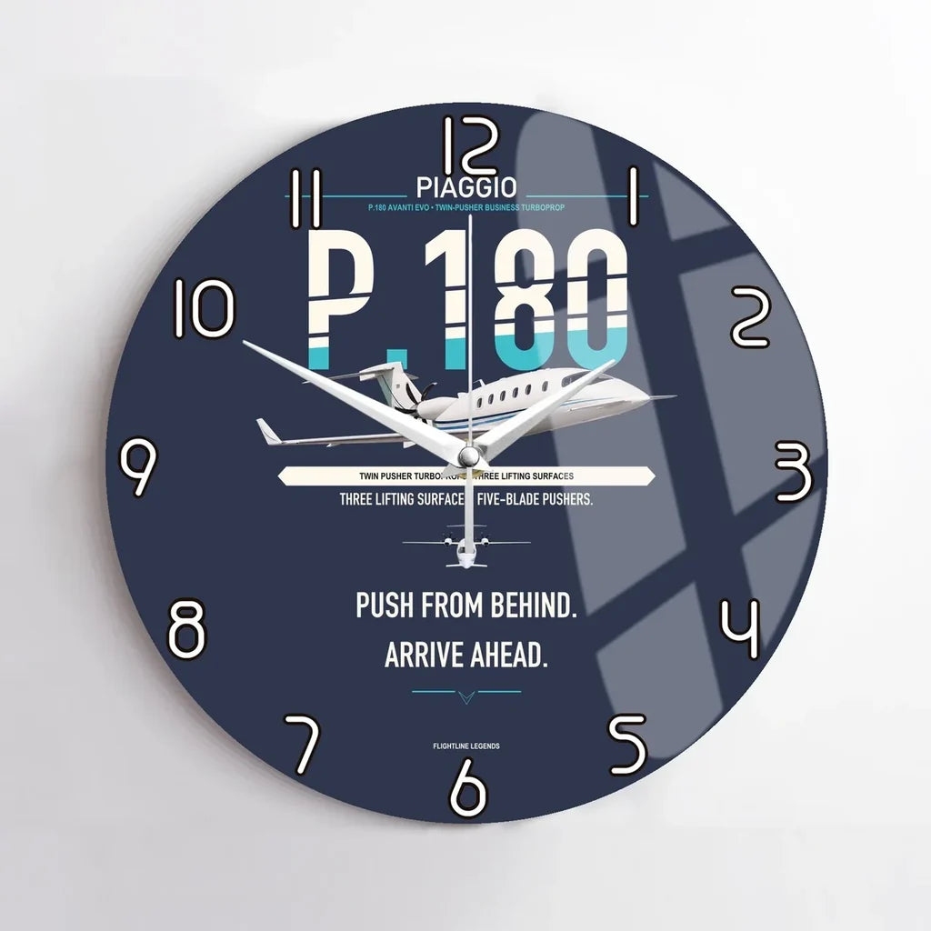Piaggio P.180 Avanti EVO design on navy blue no frame wall clock