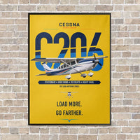 Thumbnail for Cessna 206 Stationair vertical canvas print - framed - yellow background