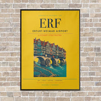 Thumbnail for Erfurt-Weimar Airport ERF vertical canvas print - framed - yellow background