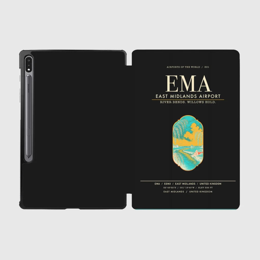 East Midlands Airport (EMA) design on black samsung tablet tablet case