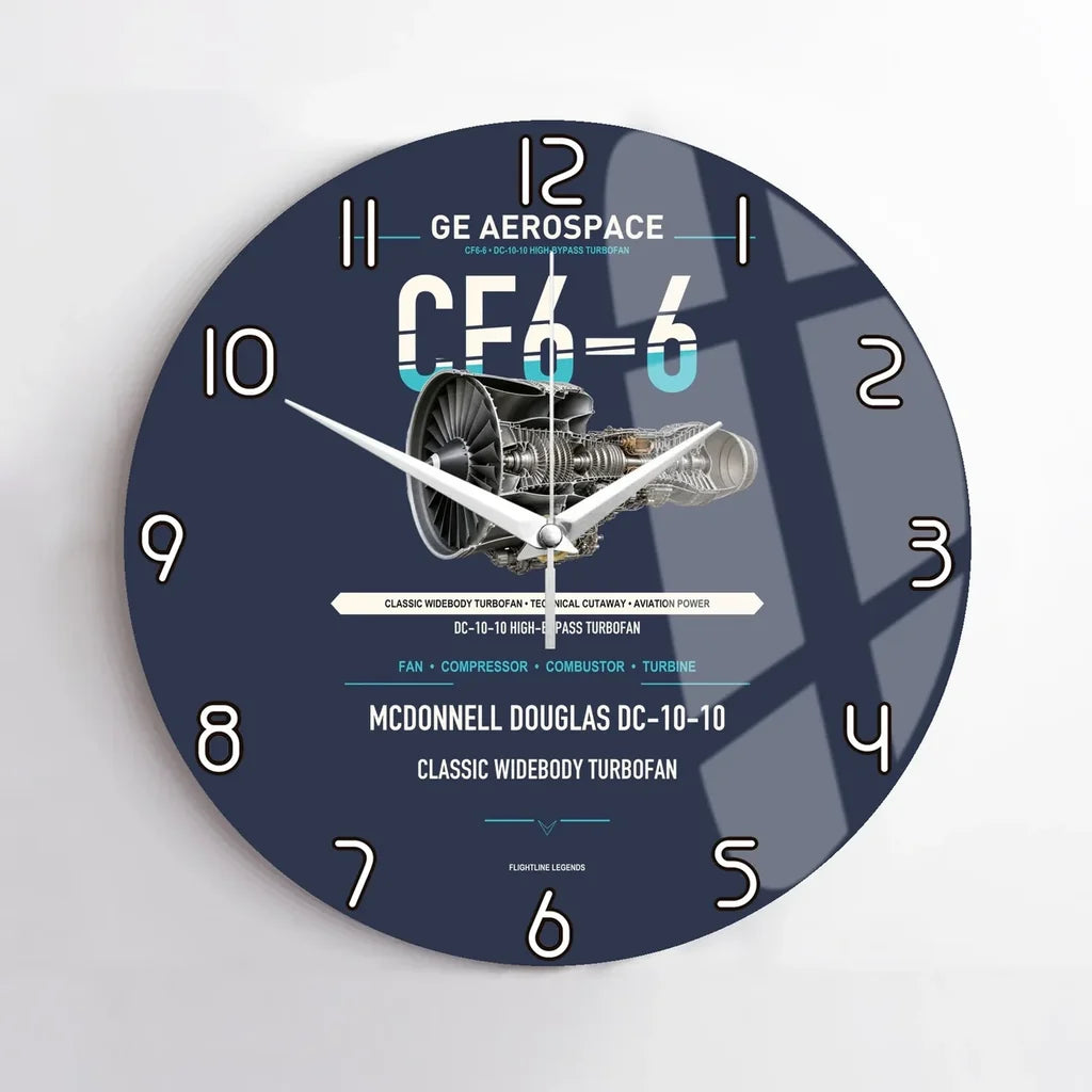 CF6-6 design on navy blue no frame wall clock