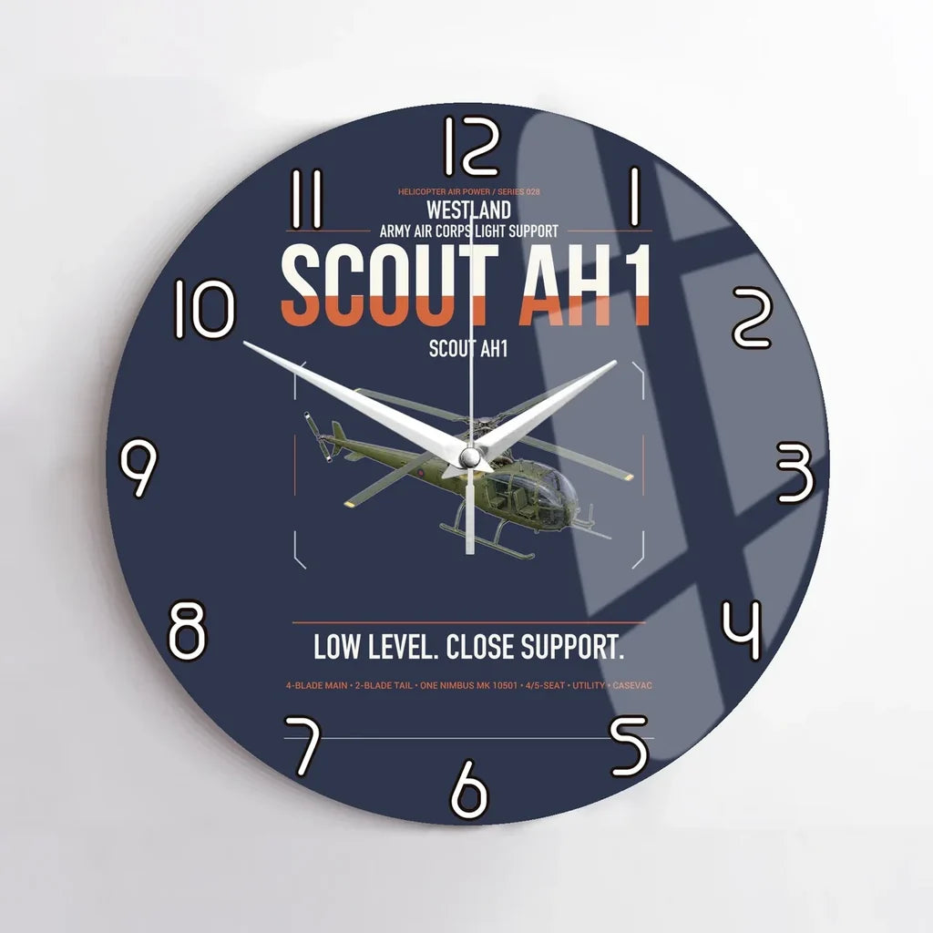 Westland Scout AH1 design on navy blue no frame wall clock