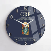 Thumbnail for Gerald R. Ford International Airport Grand Rapids (GRR) design on navy blue no frame wall clock