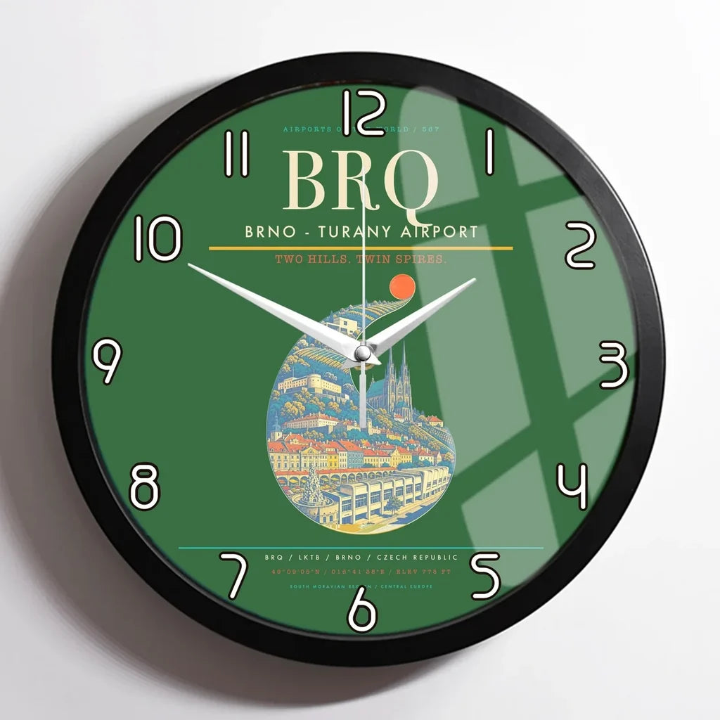 Brno - Turany Airport BRQ Wall-Clock Framed - Green
