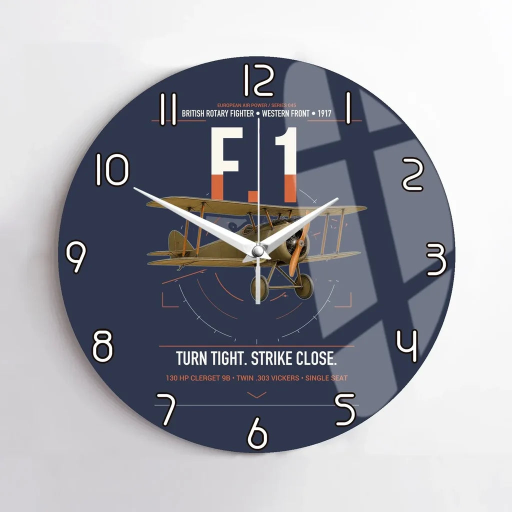 Sopwith Camel F.1 design on navy blue no frame wall clock