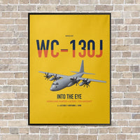 Thumbnail for WC-130J Hurricane Hunter vertical canvas print - framed - yellow background