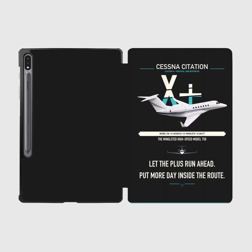 Cessna Citation X+ design on black samsung tablet tablet case