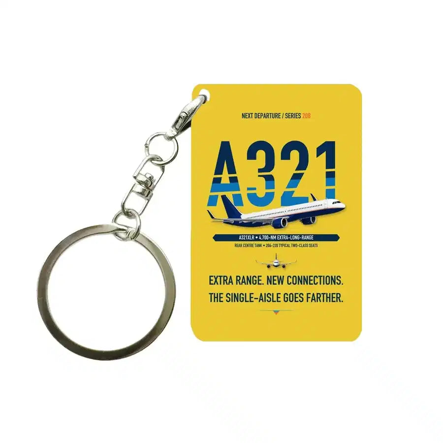 Airbus A321XLR Key Chain design on yellow key chain